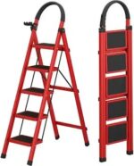5 steps red steel step ladder - Image 2