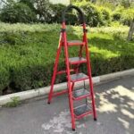 5 steps red steel step ladder